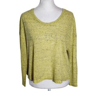 Maronie Green Knit Boxy Fit Slub Tee with Tie Back Size Small Lime Green Top
